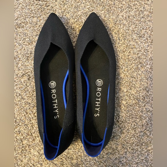 Women’s Rothies 10w black pointed top ballet flats - Picture 1 of 2